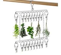 Genérico Flower Drying Rack - 16.14 Inches Stainless Steel Herb Dryer, 20 Hook Double Layer Hanging Organizer | Space Saving Plant Vegetable Laundry Drying Rack, For Home Kitchen Balcony Use