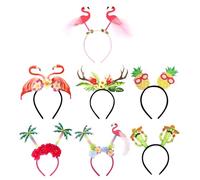 Genérico Flower Headband, 7x Hawaiian Party Headgear Set, Colorful Elastic Garland Hair Accessories for Beach, Carnival, Dancing, Vacation, Party, Seaside, Celebration, Outdoor Events