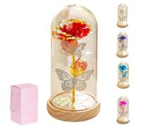 Genérico Flower in Glass Dome with Lights-Romantic Home Decor,Artificial Colorful Flowers with LED Lights, Elegant Glass Cover Lighting Flower Decoration Gift for Valentine’s Day,Mother’s,Weddings