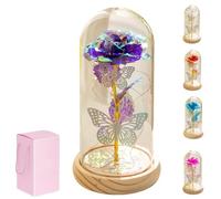 Genérico Flower in Glass Dome with Lights-Romantic Home Decor,Artificial Colorful Flowers with LED Lights, Elegant Glass Cover Lighting Flower Decoration Gift for Valentine’s Day,Mother’s,Weddings