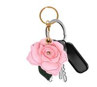 Genérico Flower Keychain, PU Leather Rose Pendant Charm, Floral Backpack Purse Accessory, Elegant Handmade Petal Design, Lightweight Hanging Ornament, 2.56x2.6in, for Cell Phone Wallet