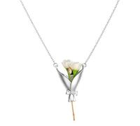 Genérico Flower Necklace, Floral Bouquet Pendant, Romantic Jewelry Necklace, Copper Alloy Floral Design, Cute Trendy Fashion Piece, Elegant Gift Ready Packaging, for Wife Lover Teen Husband Daughter