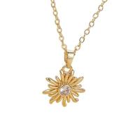 Genérico Flower Pendant Necklace - Copper Zircon Sunflower Jewelry For Women Elegant Clavicle Chain Fashion Necklace For Mom Wife Girlfriend, Birthday Wedding Party