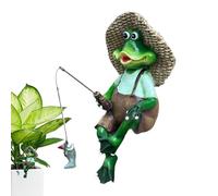 Genérico Flower Pot Decorations - Fishing Pose Flower Pot Edge Ornament, Planter Edge Sitter Figurine, Garden Frog Statue Decor | For Shelf Porch Park Garden Home Potted Plant Vase Landscape Tabletop