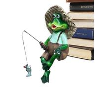 Genérico Flower Pot Frog Hanger | Fishing Pose Resin Dwarf Statue | Frog Statue Outdoor - Ideal For Shelf Patio Lawn Porch Park Garden Home Potted Plant Vase Landscape Tabletop