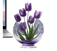 Generico Flower Statue - Acrylic Collectible Decor, 2D Floral Figurine | Elegant Acrylic Figurine, Home Ornament For Her, Women, Mother, Girls, Girlfriend, Cabinet, Living Room, Bedroom Display