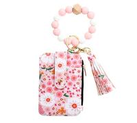 Genérico Flower Wallet Purse, Keychain Wristlet Wallet, Small Faux Leather ID Holder, Folded Edge Credit Card Wallet, (8.5x12cm), Silicone Bracelet Wallet For Women, Travel, Daily Use