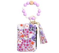 Genérico Flower Wallet Purse, Wristlet Wallet, 3.35x4.72 Inches Heavy Duty Small Silicone Bracelet, Folded Lovely Leather Card Holder for Daily ID Use, Bag and Travel