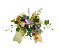 Genérico Flower Wreath | Decorative Farmhouse Ornament | Kitchen Cabinet Wreaths | for Entryway Wall Gate Fireplace Outdoor Porch Patio Garden Easter Holiday Party Wedding