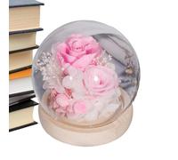 Generico Flowers Under Glass Dome, Forever Flowers with Dome, Romantic Glass Dome Flowers, Preserved Flowers in Glass Dome, Glass Dome Flower Decoration, Flower in Glass Dome