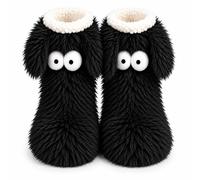 Genérico Fluffy Monster Slipper Socks, Anti-Slip Adult Floor Socks | Plush big-eye slipper socks combine cozy indoor warmth with grip-dot soles for comfortable lounging around the house