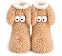 Genérico Fluffy Monster Slipper Socks, Anti-Slip Adult Floor Socks | Plush big-eye slipper socks combine cozy indoor warmth with grip-dot soles for comfortable lounging around the house