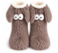 Genérico Fluffy Monster Slipper Socks, Anti-Slip Adult Floor Socks | Plush big-eye slipper socks combine cozy indoor warmth with grip-dot soles for comfortable lounging around the house