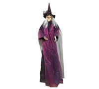 Generico Flying Witch Halloween Decoration | Scary Indoor Prop with Glowing Eyes & Sound Effects | Haunted House Hanging Witch Decor for Halloween Party | Spooky Animated Prop for Indoor Displays
