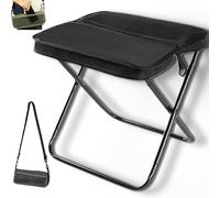 Genérico Foldable Backpack Stool, Portable Mini Outdoor Camping Folding Seat,Ultra-Lightweight with Adjustable Shoulder Strap, for Camping, Fishing, Hiking (Black,Small)