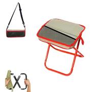 Genérico Foldable Backpack Stool,Portable Pocket Chair with Crossbody Carry,Converts To Bag with Mesh Storage,Oxford Fabric High-Carbon Steel,For Camping Fishing Hiking Travel Picnic (Red)