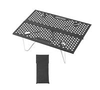 Genérico Foldable Camp Table - Portable for Outdoor Cooking | Metal Frame with Hollow Top Design, Weather Resistant Build, Stable Support Folding Table for Hiking Fishing Beach Travel