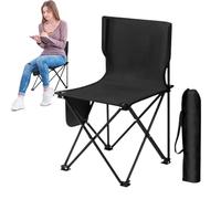 Genérico Foldable Camping Chair, Portable Beach Seat, Lightweight Outdoor Stool, Compact Support Frame, Storage Carry Bag Included, for Travel Picnic Hiking Fishing Festival, (White/Black)