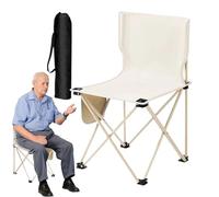 Genérico Foldable Camping Chair, Portable Beach Seat, Lightweight Outdoor Stool, Compact Support Frame, Storage Carry Bag Included, for Travel Picnic Hiking Fishing Festival, (White/Black)