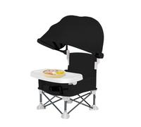 Genérico Foldable Dining Chair - Portable Seat Tray | Sun Canopy Shade | For Home Outdoor Picnic Travel Lawn Camping Beach Highchair Booster Feeding Activity Table Waterproof Furniture Task