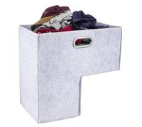 Genérico Foldable Felt Stair Basket | 16 Inch Width, Gray, Soft Fabric | Space Saving, , No Assembly | Step Organizer For Toys, Laundry, Books, Pet Supplies, Home Decor