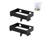 Genérico Foldable Hanging Trash Bag Holder, No Drill Adhesive/Wall Mounted Garbage Rack, Space Saving Collapsible Waste Bin for Kitchen Cabinets Doors Cupboards (Black-2pcs)