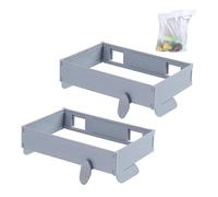 Genérico Foldable Hanging Trash Bag Holder, No Drill Adhesive/Wall Mounted Garbage Rack, Space Saving Collapsible Waste Bin for Kitchen Cabinets Doors Cupboards (Grey-2pcs)