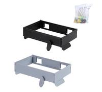 Genérico Foldable Hanging Trash Bag Holder, No Drill Adhesive/Wall Mounted Garbage Rack, Space Saving Collapsible Waste Bin for Kitchen Cabinets Doors Cupboards (Black+Grey)