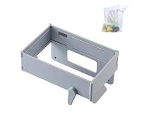 Genérico Foldable Hanging Trash Bag Holder, No Drill Adhesive/Wall Mounted Garbage Rack, Space Saving Collapsible Waste Bin for Kitchen Cabinets Doors Cupboards (Grey)