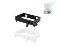 Genérico Foldable Hanging Trash Bag Holder, No Drill Adhesive/Wall Mounted Garbage Rack, Space Saving Collapsible Waste Bin for Kitchen Cabinets Doors Cupboards (Black+White)