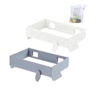 Genérico Foldable Hanging Trash Bag Holder, No Drill Adhesive/Wall Mounted Garbage Rack, Space Saving Collapsible Waste Bin for Kitchen Cabinets Doors Cupboards (White+Grey)