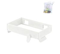 Genérico Foldable Hanging Trash Bag Holder, No Drill Adhesive/Wall Mounted Garbage Rack, Space Saving Collapsible Waste Bin for Kitchen Cabinets Doors Cupboards (White)