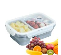 Genérico Foldable Meal Prep, Leak-Proof Food Holder, Hygiene with Integrated Utensil, Microwave Safe Section Pail, Compact Vessel with Expandable Build, Silicone Accessory for Office Microwave