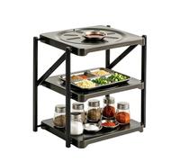 Genérico Foldable Meal Prep Organizer - 3 Tier BBQ Serving Tray Rack | Multi-Layer Food Sorting Stand with CollapsibleDesign, BBQ Serving Shelf for Home, Barbecue, Restaurant, Dining Room, Party