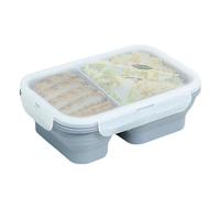 Genérico Foldable Silicone Lunch Box, Leak Proof Food Container, 8.66x6.1x2.95 Inches Meal Prep Box with Utensil, BPA Free Silicone Storage Container, Portable with Design, Lunch Containers for Work