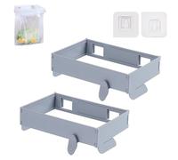 Genérico Foldable Trash Bag Holder, New Space-Saving Foldable Trash Bag Holder, Hanging Waste Garbage Can Rack with Fixing Snap for Kitchen, Cabinets, Doors, Cupboards (Gray*2)