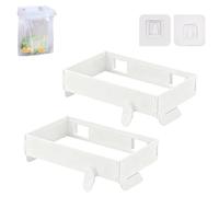 Genérico Foldable Trash Bag Holder, New Space-Saving Foldable Trash Bag Holder, Hanging Waste Garbage Can Rack with Fixing Snap for Kitchen, Cabinets, Doors, Cupboards (White*2)