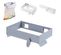 Genérico Foldable Trash Bag Holder, Wall Mounted Foldable Kitchen Trash Can with Magnetic Closure, Magnetic Closure Waste Bag Hanger Racks, No Drill Collapsible Hanging Holder (Gray)