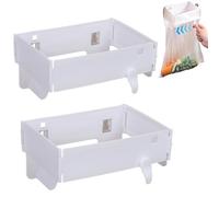 Genérico Foldable Trash Bag Holder, Wall Mounted Foldable Kitchen Trash Can with Magnetic Closurel, Durable Compact, Quick Installation, Suitable for Kitchen Counter (2PCS White)