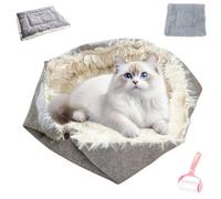 Genérico Foldable Warm Cat Beds for Indoor Cats,Soft Comfortable Self Warming Plush Long Cat Nest,Breathable Washable Double Sided Reversible Cushion Pet Bed for Kittens Puppies