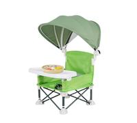 Genérico Folding Dining Chair | Aluminum Alloy & Cloth, 15in X 12.2in X 14.6in | Portable Travel Booster Seat with Sun Canopy & Removable Tray | Indoor Outdoor Camping