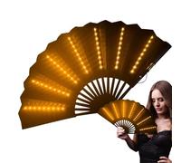 Genérico Folding Hand Fan - Folding Bamboo Fan With Neon Lights | Travel Lighted Handheld Fans For Carnival Belly Dancing Performances Party Festival Accessory Entertainment