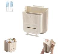 Genérico Folding Hanging Kitchen Waste Trash Can, Hanging Trash Can for Kitchens Cabinet Door, for Kitchen Cabinet Door, Household, Office and Outdoors (White-7L)