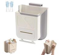 Genérico Folding Hanging Kitchen Waste Trash Can, Hanging Trash Can for Kitchens Cabinet Door, for Kitchen Cabinet Door, Household, Office and Outdoors (White-10L)