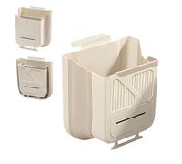 Genérico Folding Hanging Kitchen Waste Trash Can, No-Drill Kitchen Cabinet Door Trash can, Collapsible Garbage Bin Under Sink, for Cabinet Doors and bathrooms (Beige,7L)