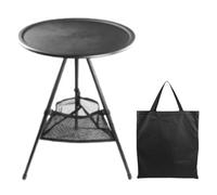 Genérico Folding Outdoor Table, Round Patio Camping Desk, Foldable Compact with Adjustable Height for Cooking BBQ Picnic Travel Beach Outside Garden RV Tent Setup, 16.77x14.76x14.76 in