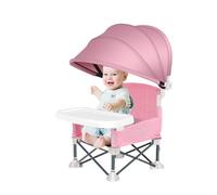 Genérico Folding Portable Dining Chair - Aluminum Alloy Cloth 38x31x37cm | Travel Seat with Tray Sun Canopy | Lightweight High Chair For Beach Lawn Home Camping Picnic Outdoor Use