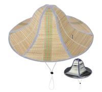 Genérico Folding Straw Sun Hat - Wide Brimmed with Foil Lining | Breathable Casual Fishing Hat | For Camping Outdoor Sunshade Farming Work, Portable