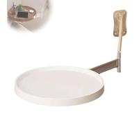 Genérico Folding Table Wall Mounted Small Round Tray, Small Round Wall Desk Tray with Retractable Panel, Round Folding Floating Bedside Coffee Table, Shelf for Home Office Bar (White)