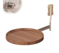 Genérico Folding Table Wall Mounted Small Round Tray, Small Round Wall Desk Tray with Retractable Panel, Round Folding Floating Bedside Coffee Table, Shelf for Home Office Bar (Brown)